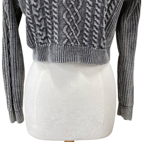 Aeropostale Cable Knit Grunge Crop Sweater Washed Out Mineral Wash Oversized-M - Picture 4 of 14